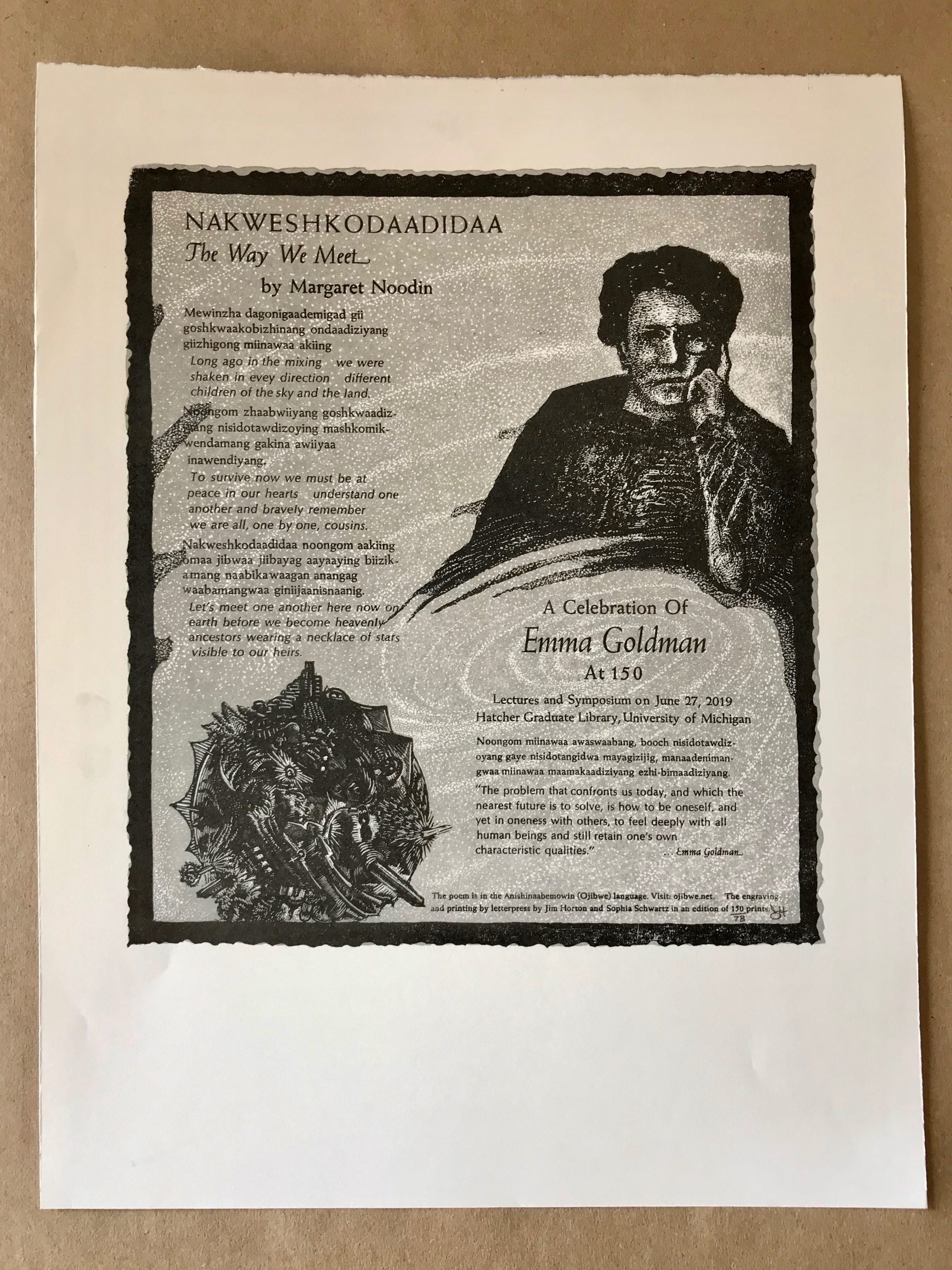 Limited Edition Letterpress Poster and a Poem for Emma Goldman